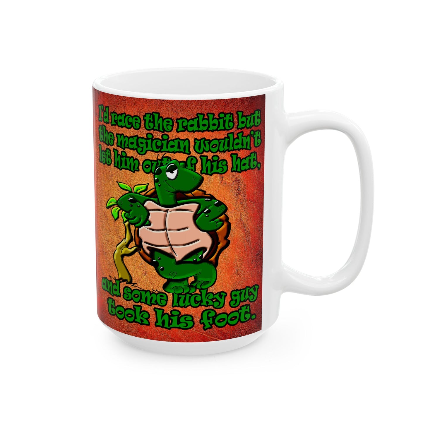 turtle race - White Mug (burnt orange)