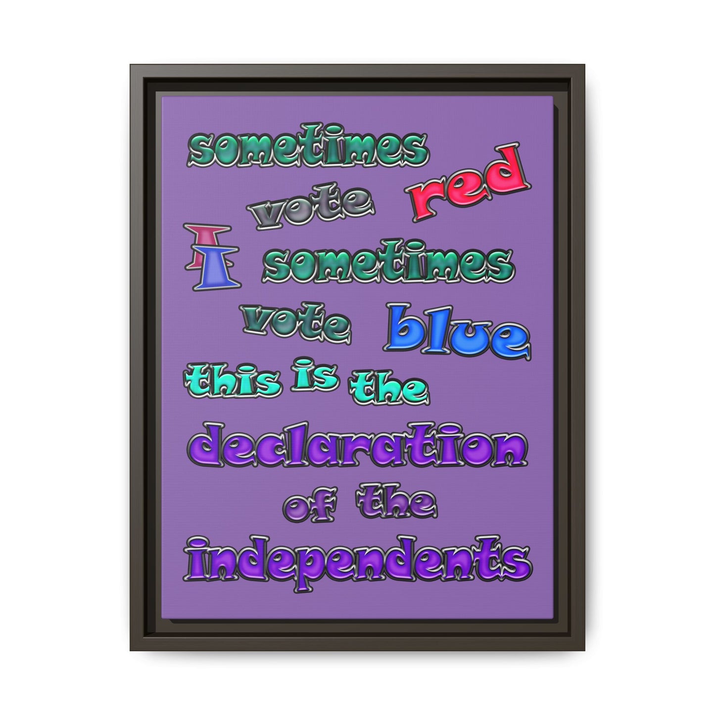 declaration of the independents - framed canvas art (light purple)