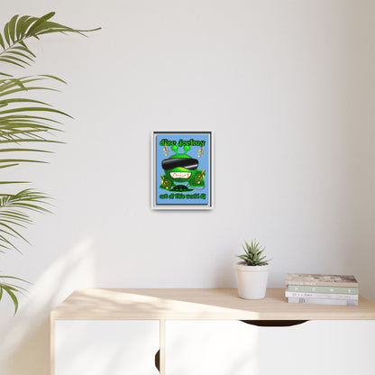 disc jockey - framed canvas art (light blue)
