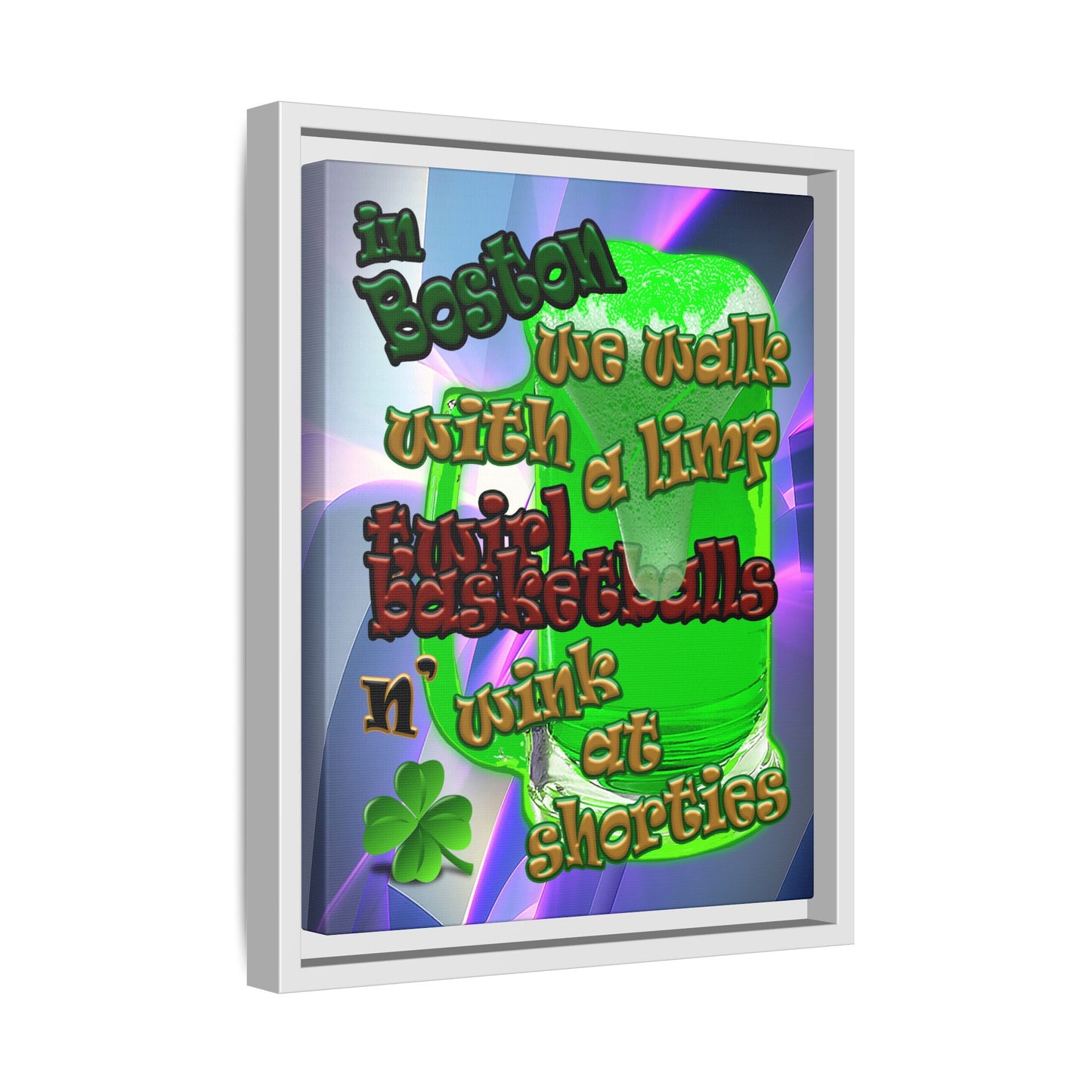 celtics logo - framed canvas art (grey-pink wave)