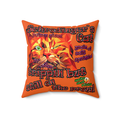 schrodinger's cat - Spun Polyester Square Pillow - (orange)