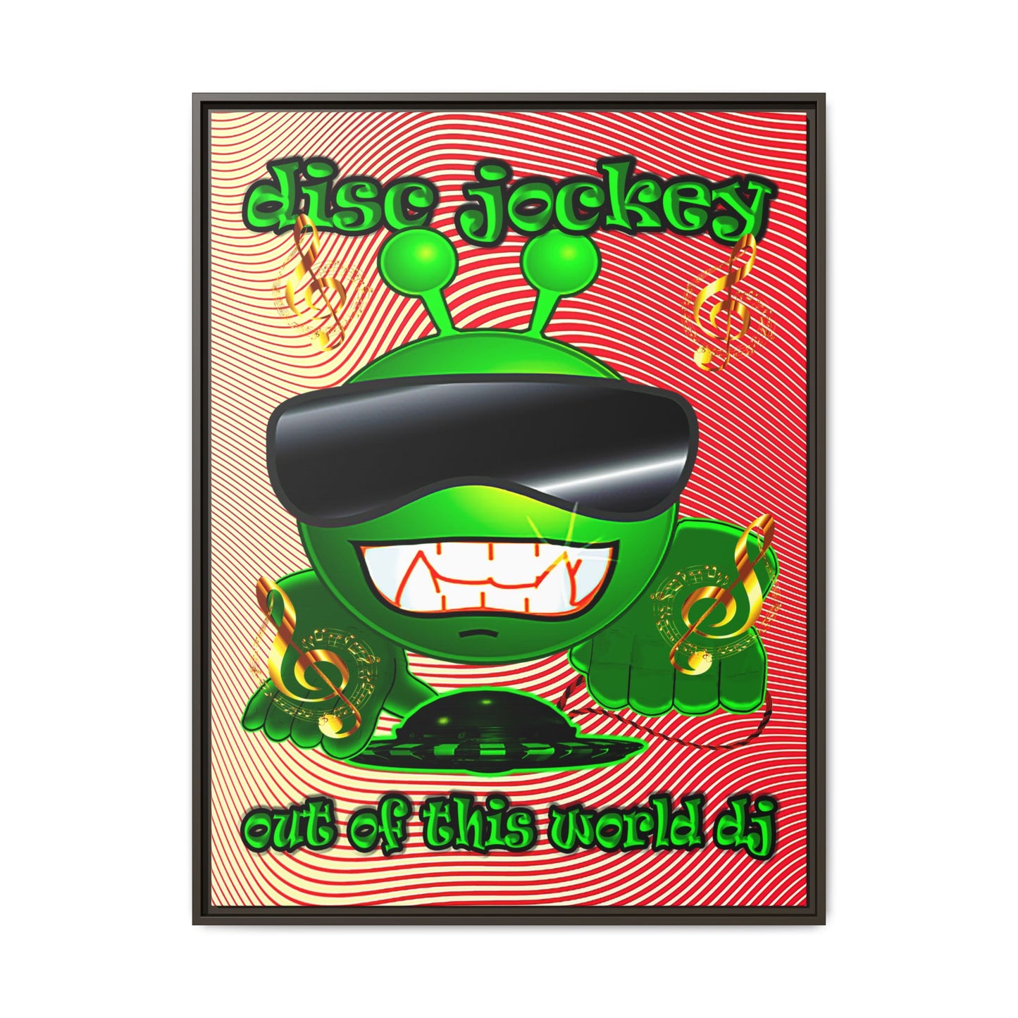 disc jockey - framed canvas art (yellow-orange wave)