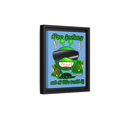 disc jockey - framed canvas art (light blue)