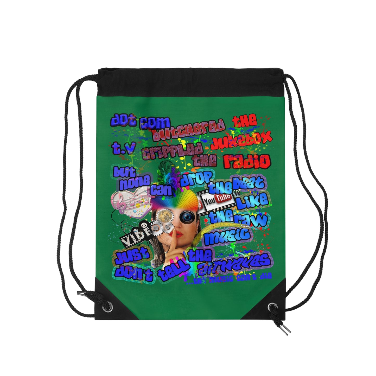 drop the beat - Drawstring Bag (dark green)