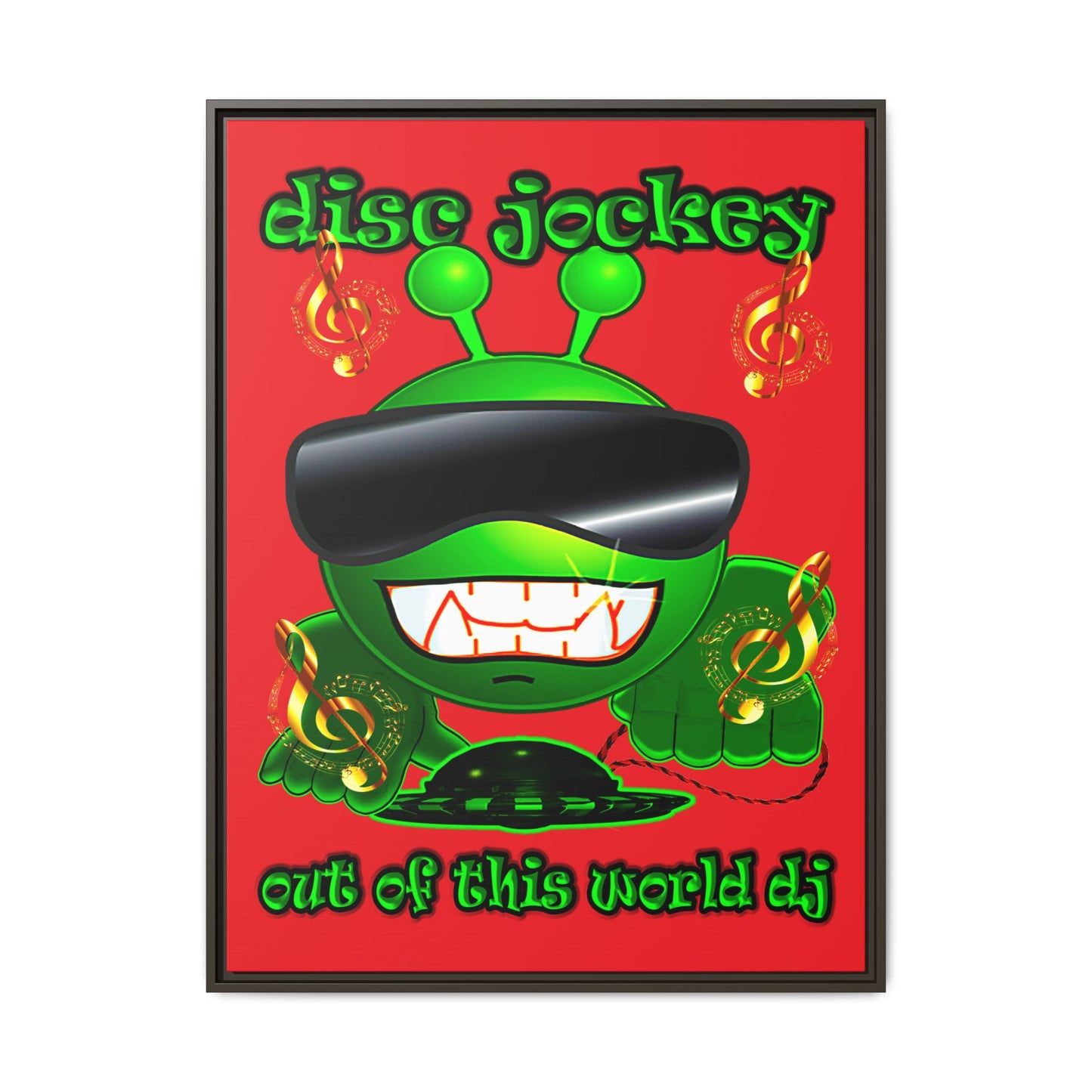 disc jockey - framed canvas art (red)