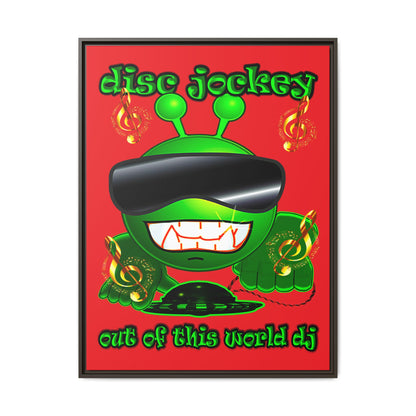 disc jockey - framed canvas art (red)
