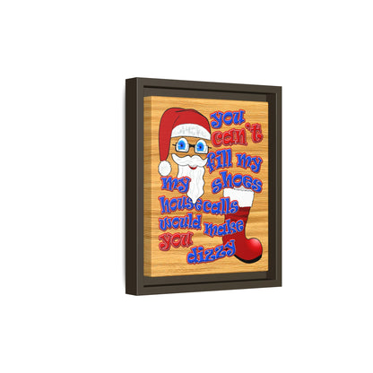 santa's shoes - framed canvas art (butterscotch wood finish)