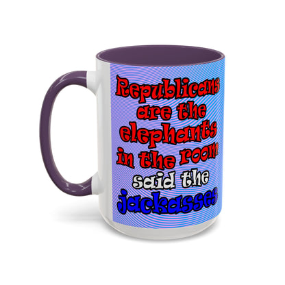 donkeys and elephants - Accent Mug (light blue-purple wave)