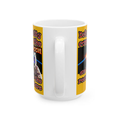 defy conquer reach - White Mug (yellow)