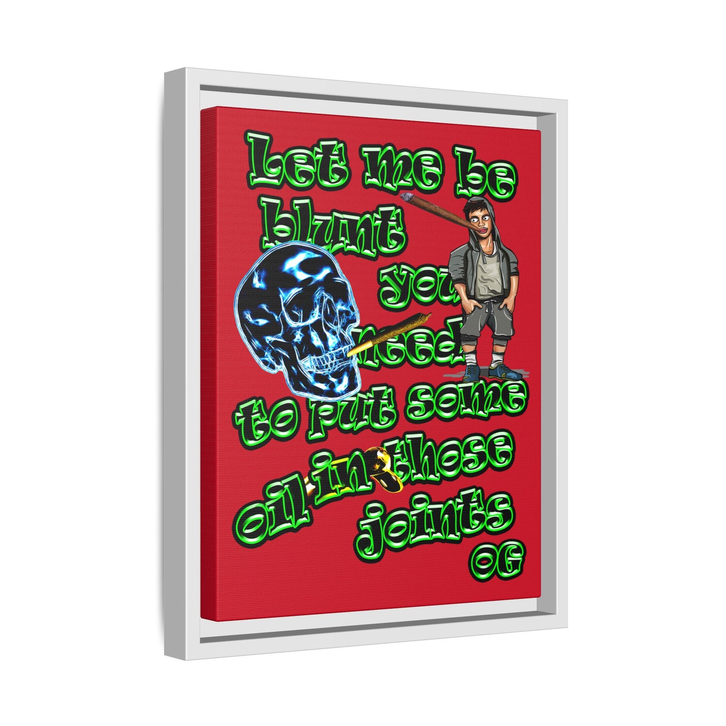 og - framed canvas art (dark red)