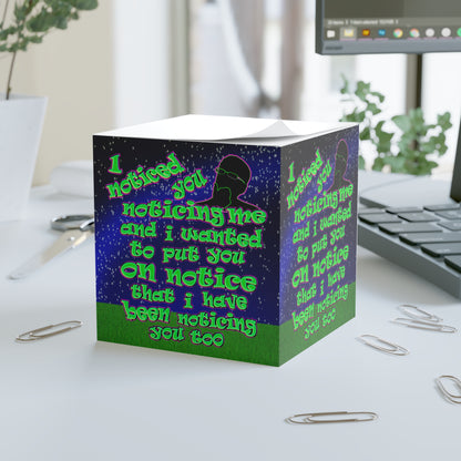 noticed you noticing - note cube ('snoops' background)
