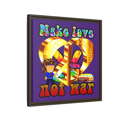 love peace - framed canvas art (purple)