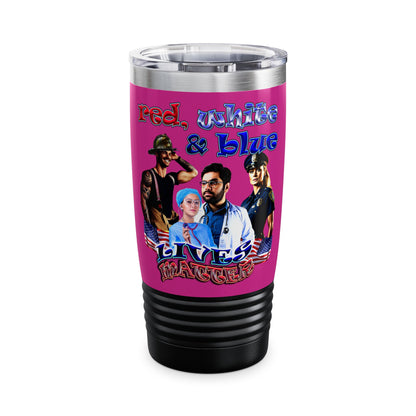 rw&b lives matter - Ringneck Tumbler, 20oz (pink)
