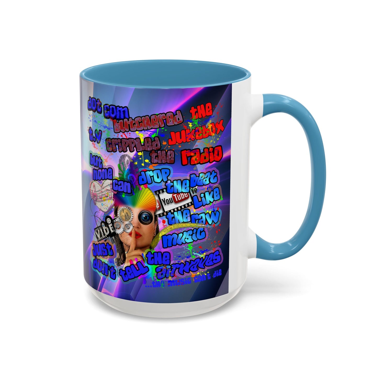 drop the beat - Accent Mug (grey-pink wave)