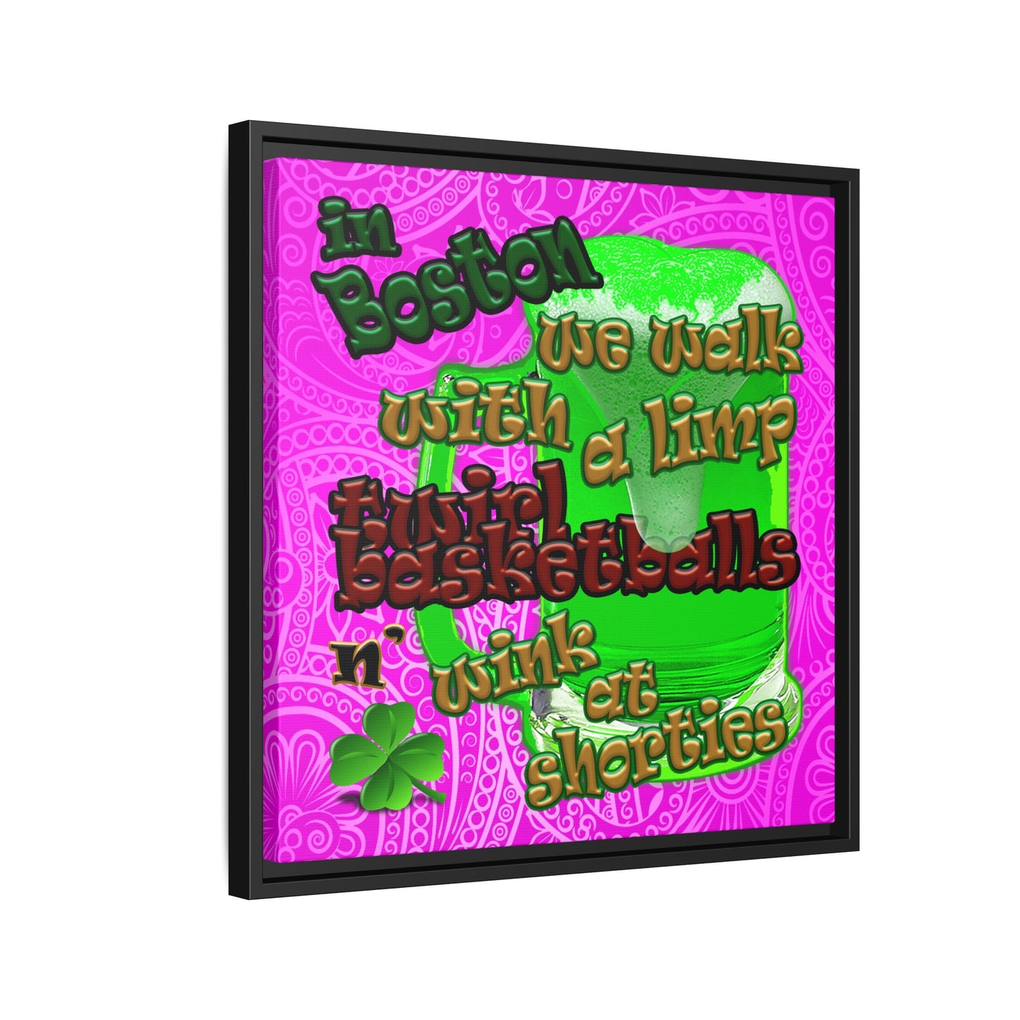 celtics logo - framed canvas art (pink swirl)