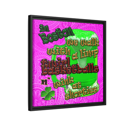celtics logo - framed canvas art (pink swirl)