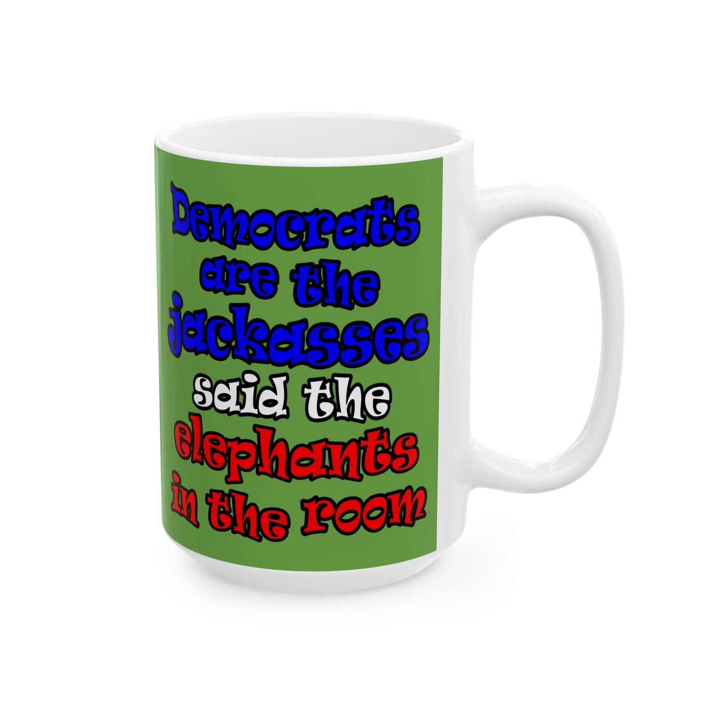 donkeys and elephants - White Mug (green)