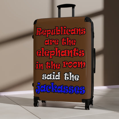 donkeys and elephants - Suitcase (brown)