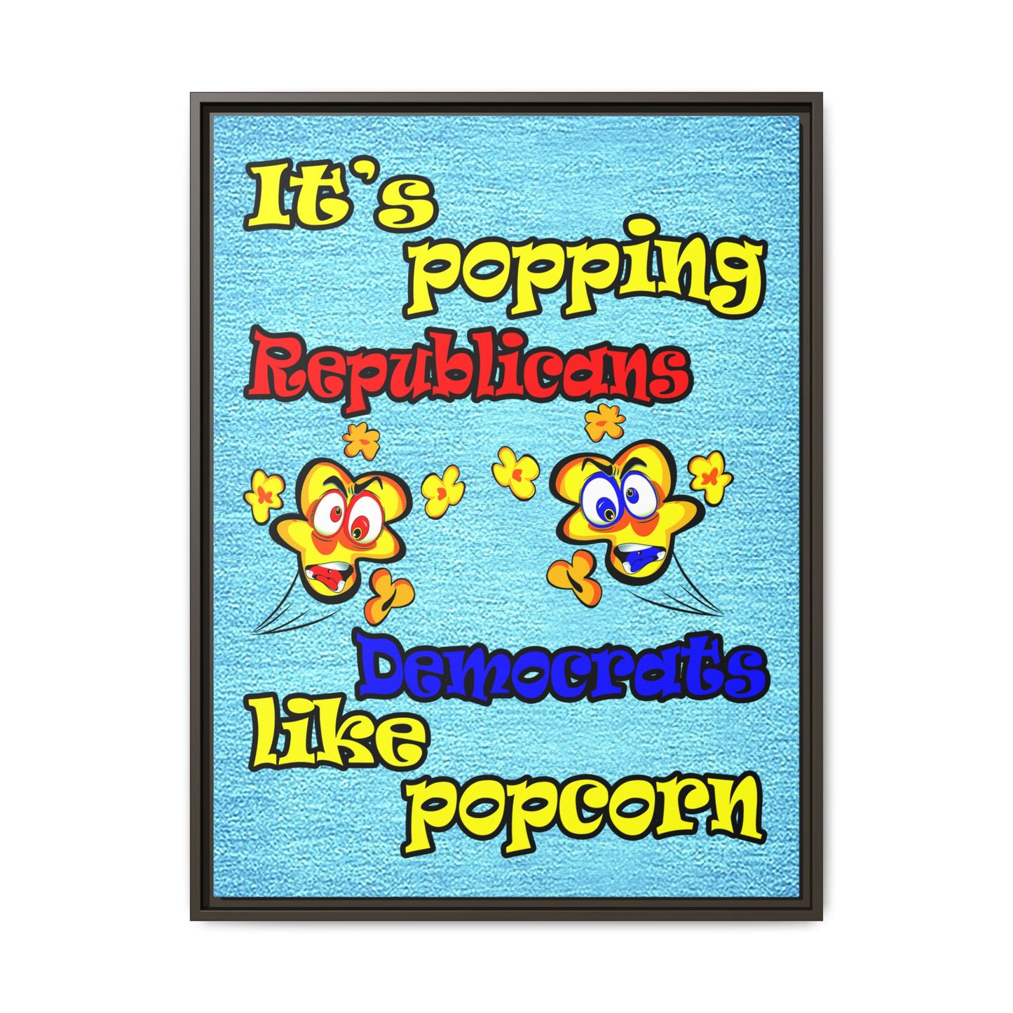 popping like popcorn - framed canvas art (faded dark blue)