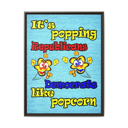 popping like popcorn - framed canvas art (faded dark blue)