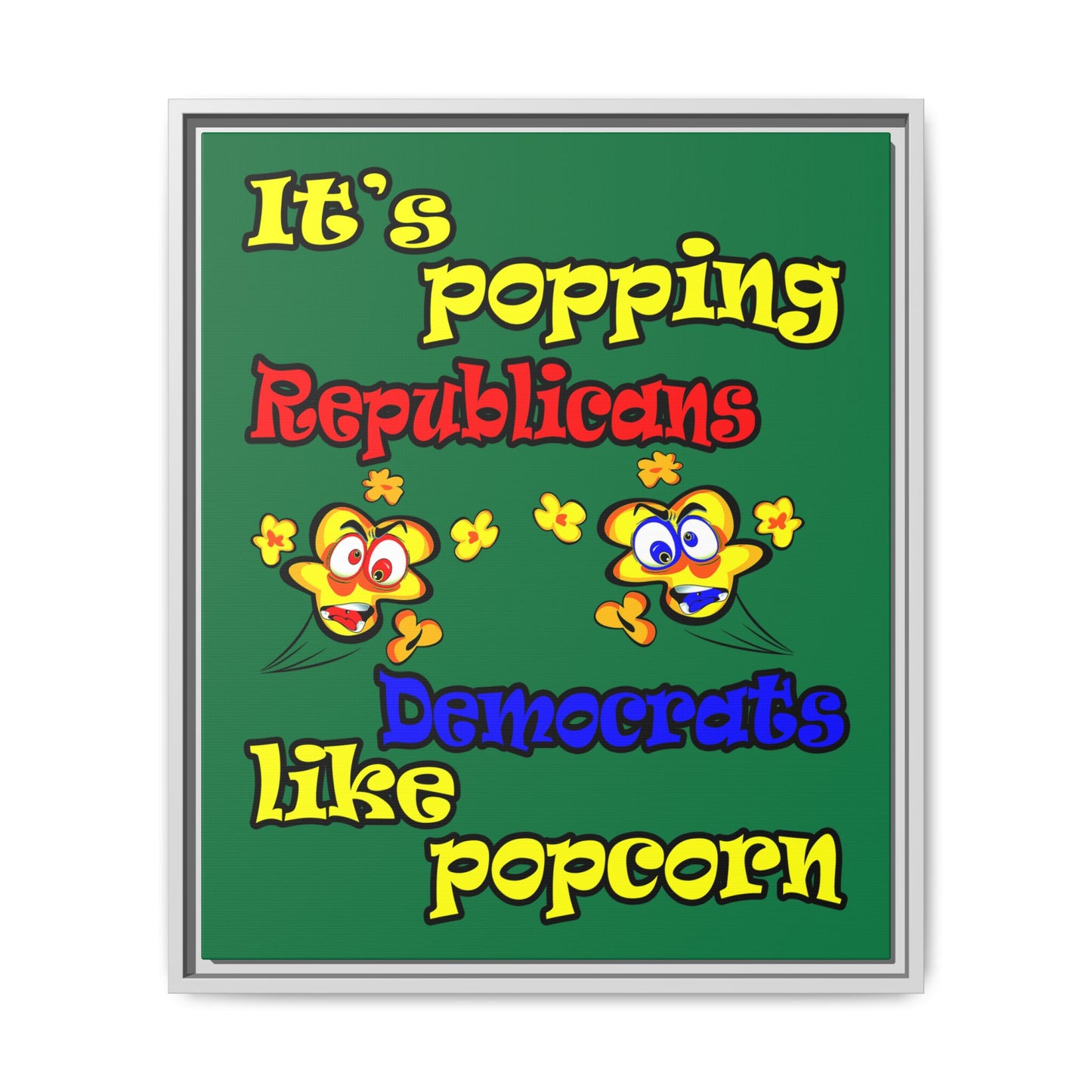 popping like popcorn - framed canvas art (dark green)