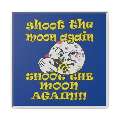 shoot the moon again - framed canvas art (dark blue)