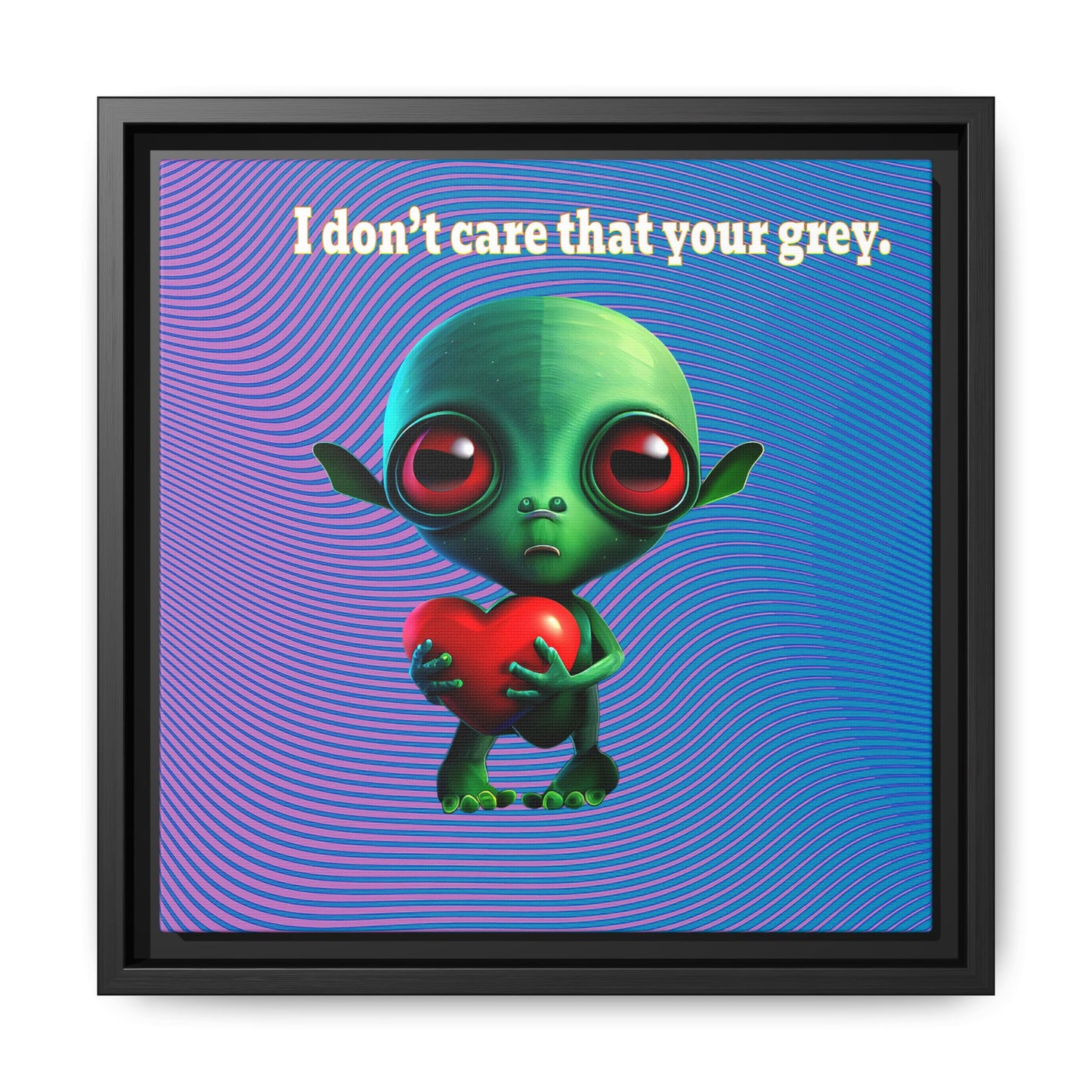 I don't care that your grey - framed canvas art (light blue-purple wave)