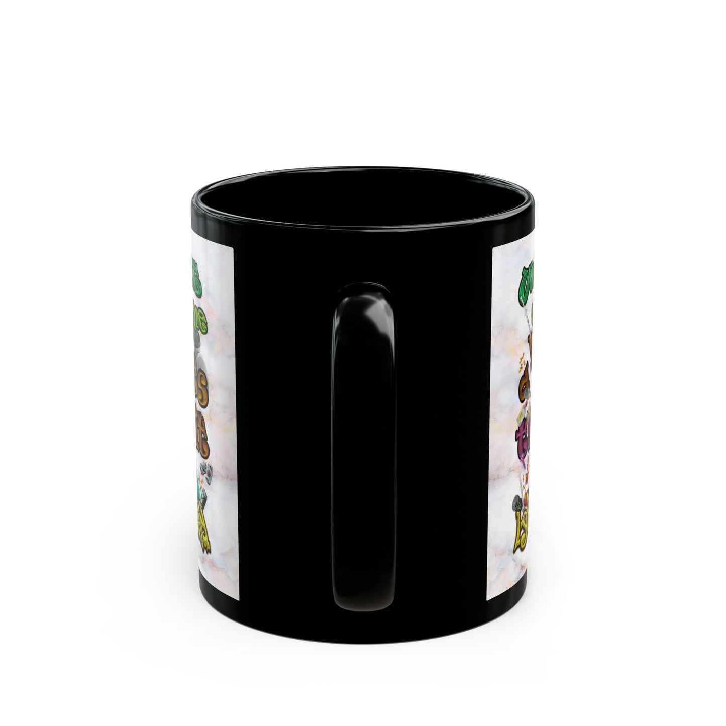 the bum's shit - Black Mug (white marble)