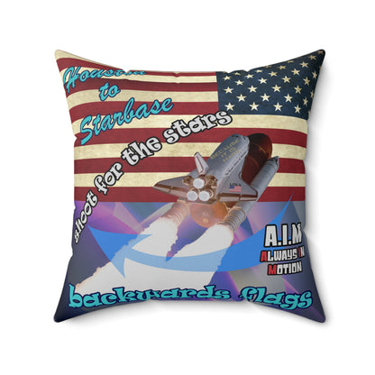 shoot for the stars - Spun Polyester Square Pillow - (grey-pink wave)