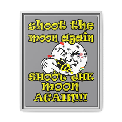 shoot the moon again - framed canvas art (grey)
