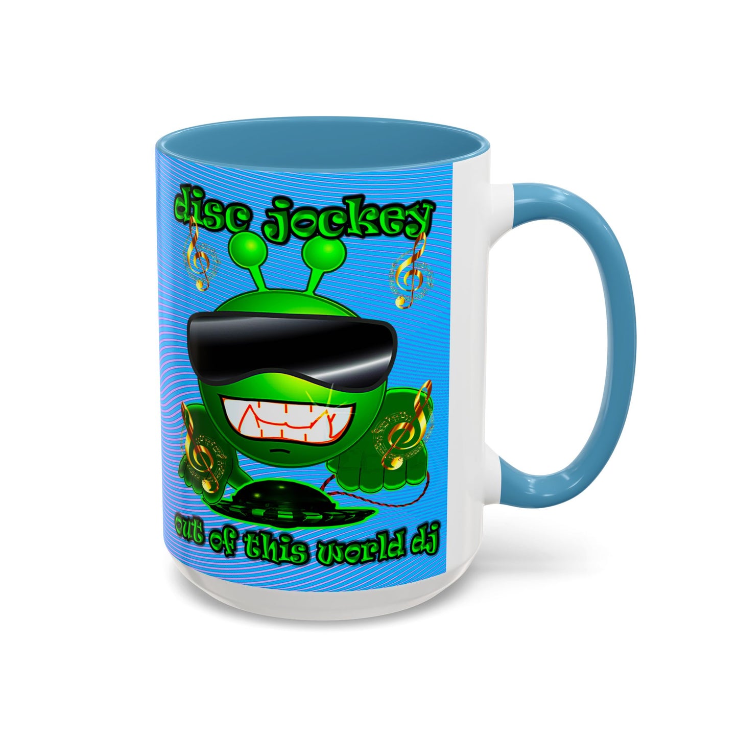 disc jockey - Accent Mug (light blue-purple wave)