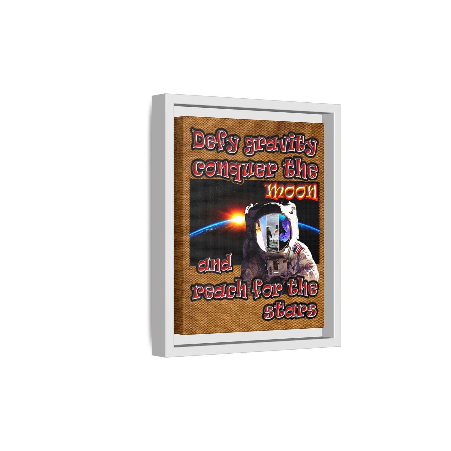 defy conquer reach - framed canvas art (brown papyrus)
