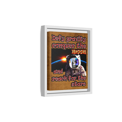 defy conquer reach - framed canvas art (brown papyrus)