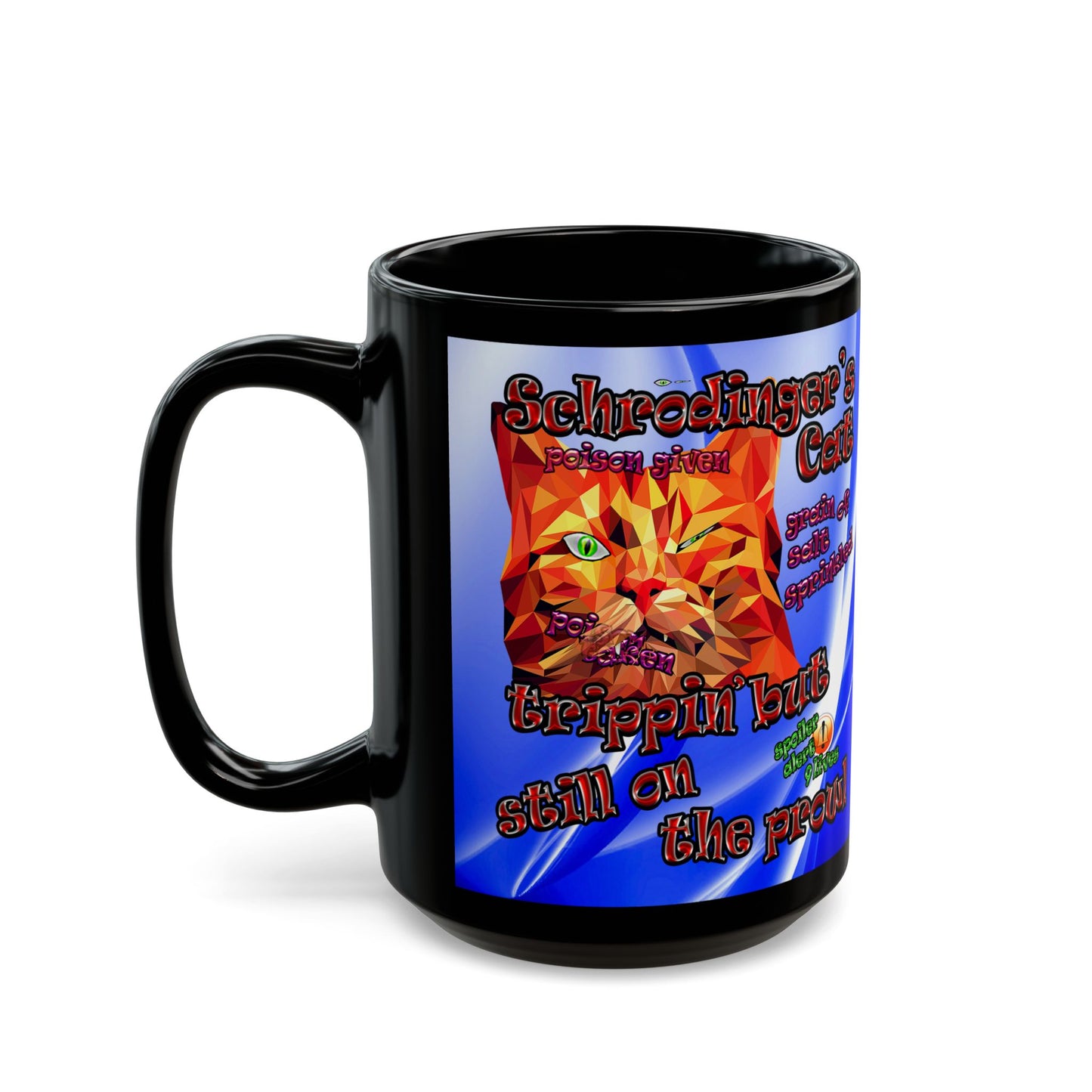 schrodinger's cat - Black Mug (blue-white wave)