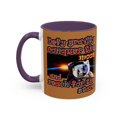 defy conquer reach - Accent Mug (light brown)