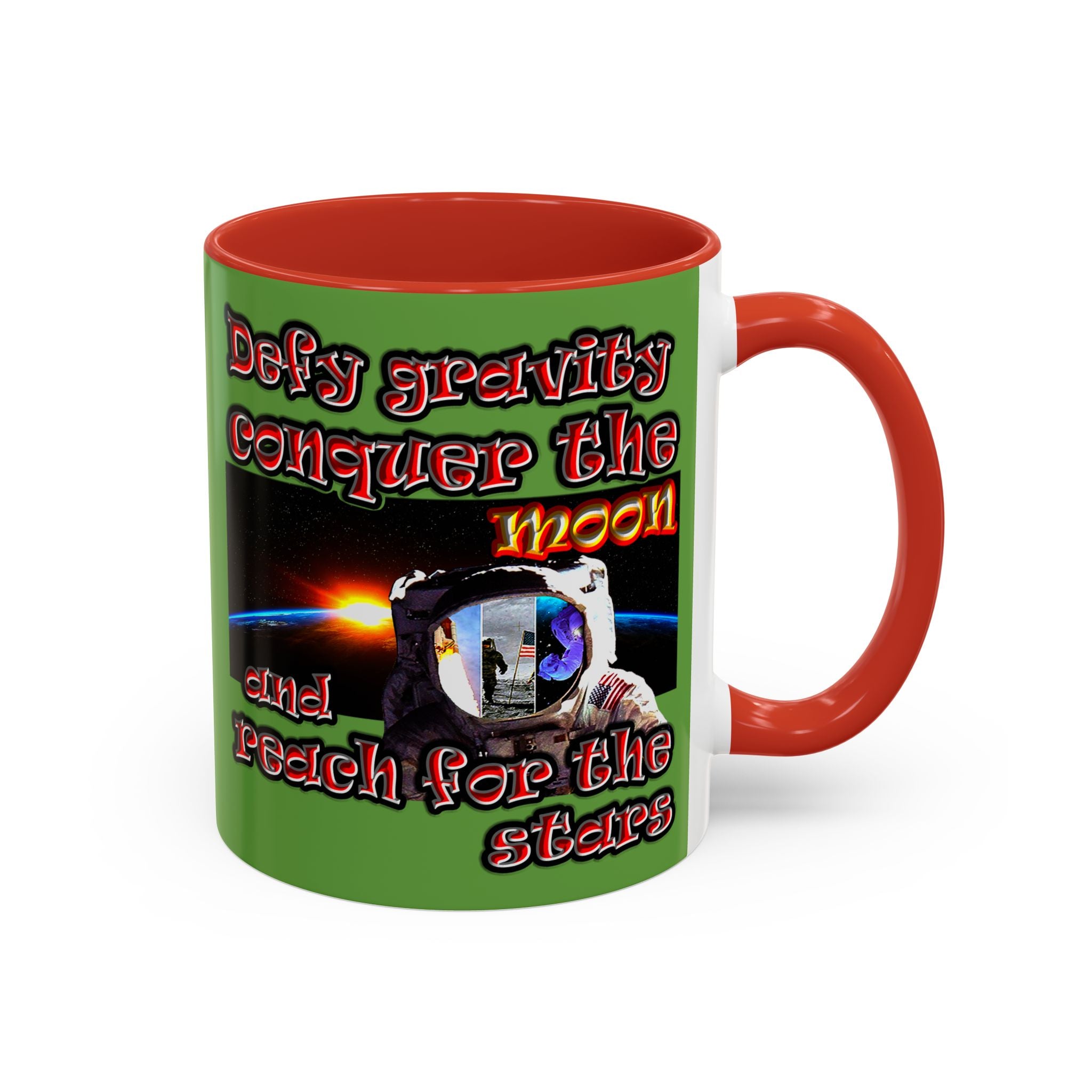 defy conquer reach - Accent Mug (green)