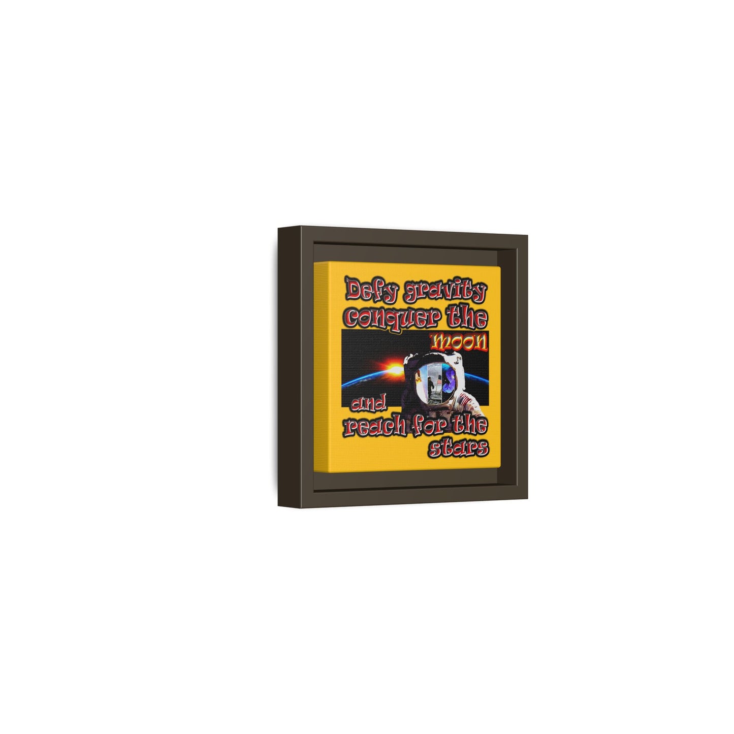 defy conquer reach - framed canvas art (yellow)