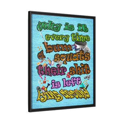 the bum's shit - framed canvas art (faded blue)