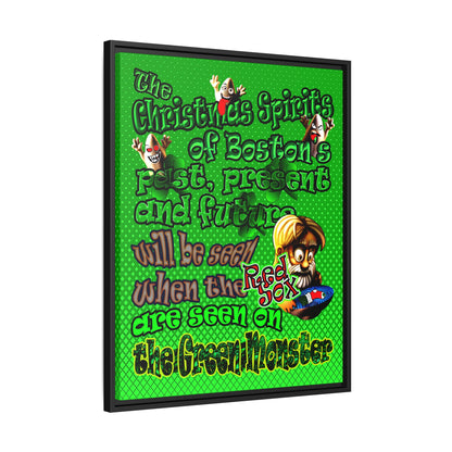 christmas spirits of boston - framed canvas art (logo green)