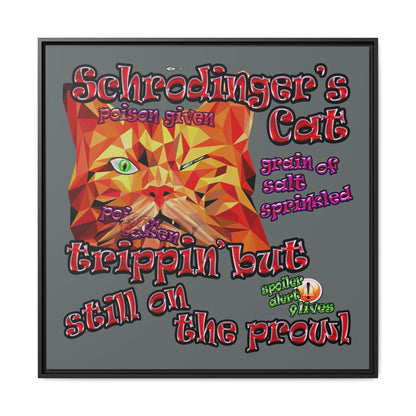 schrodinger's cat - framed canvas art (dark grey)