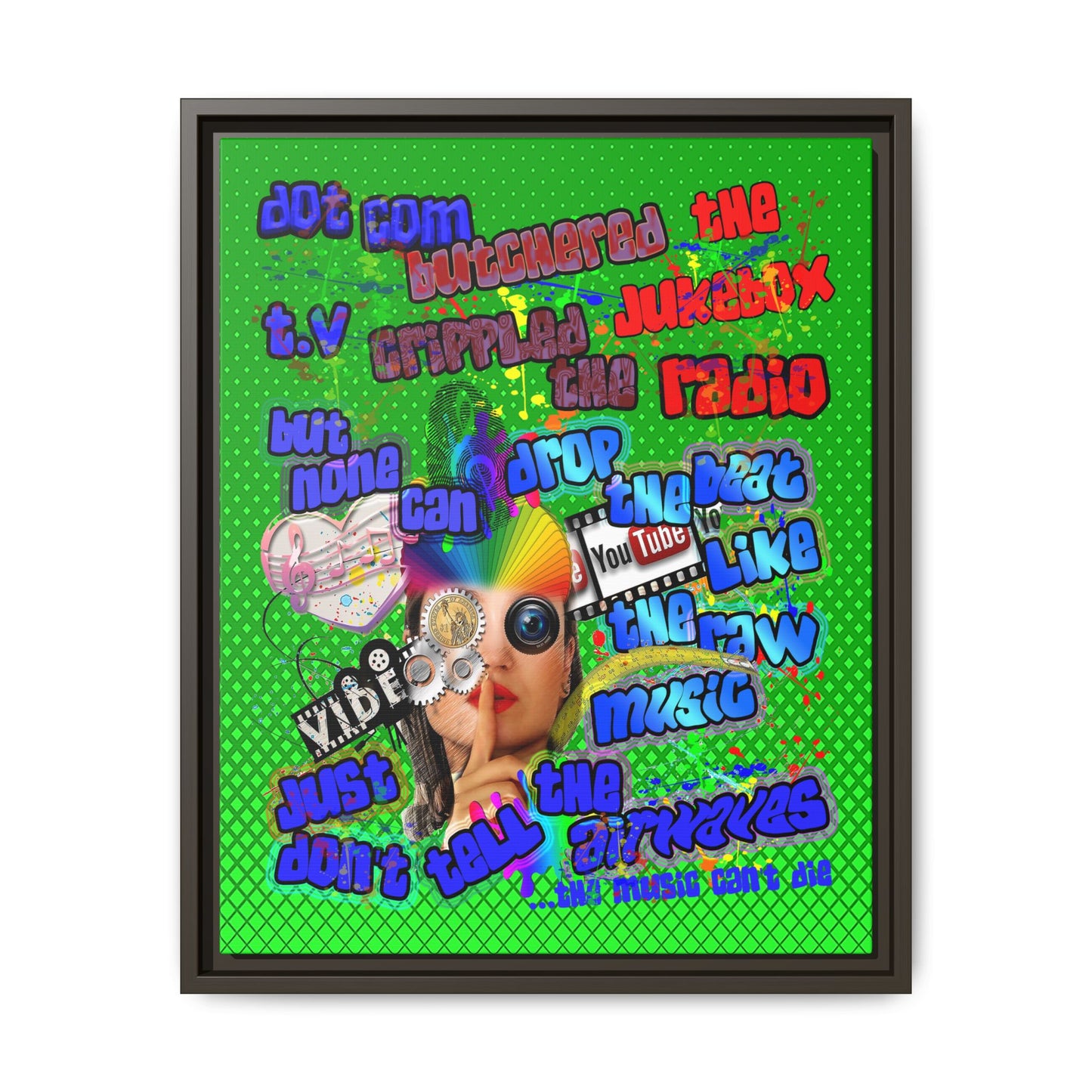 drop the beat - framed canvas art (logo green)