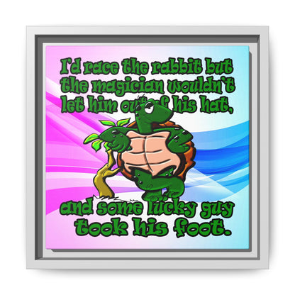 turtle race - framed canvas art (light blue-pink wave)