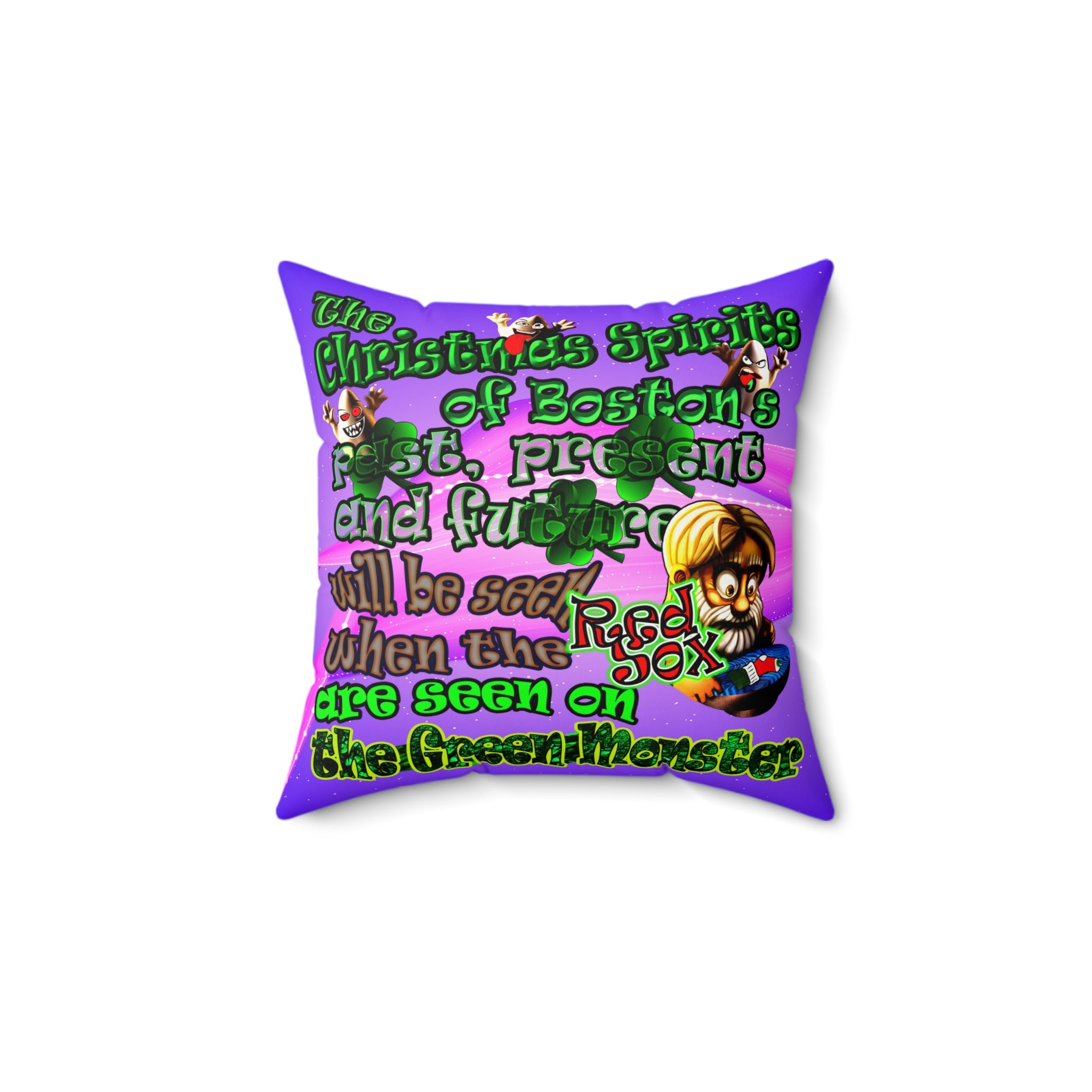 christmas spirits of boston - Faux Suede Square Pillow - (purple-pink wave)
