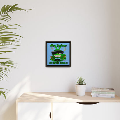 disc jockey - framed canvas art (light blue)