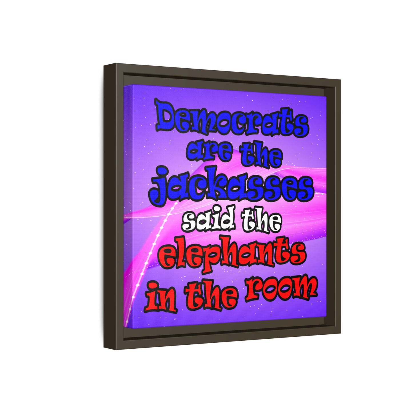 donkeys and elephants - framed canvas art (purple-pink wave)