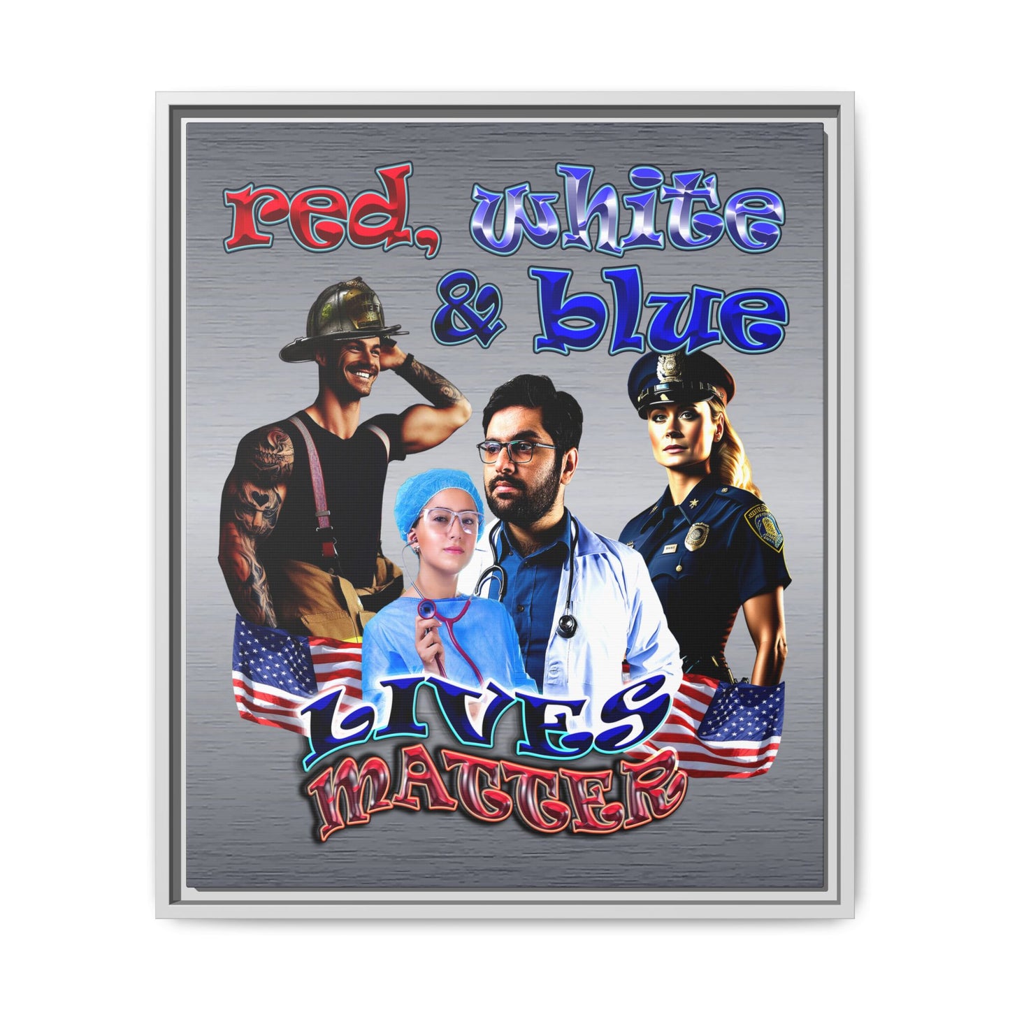 rw&b lives matter - framed canvas art (brushed nickel)