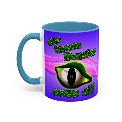 green monster - Accent Mug (purple-pink wave)