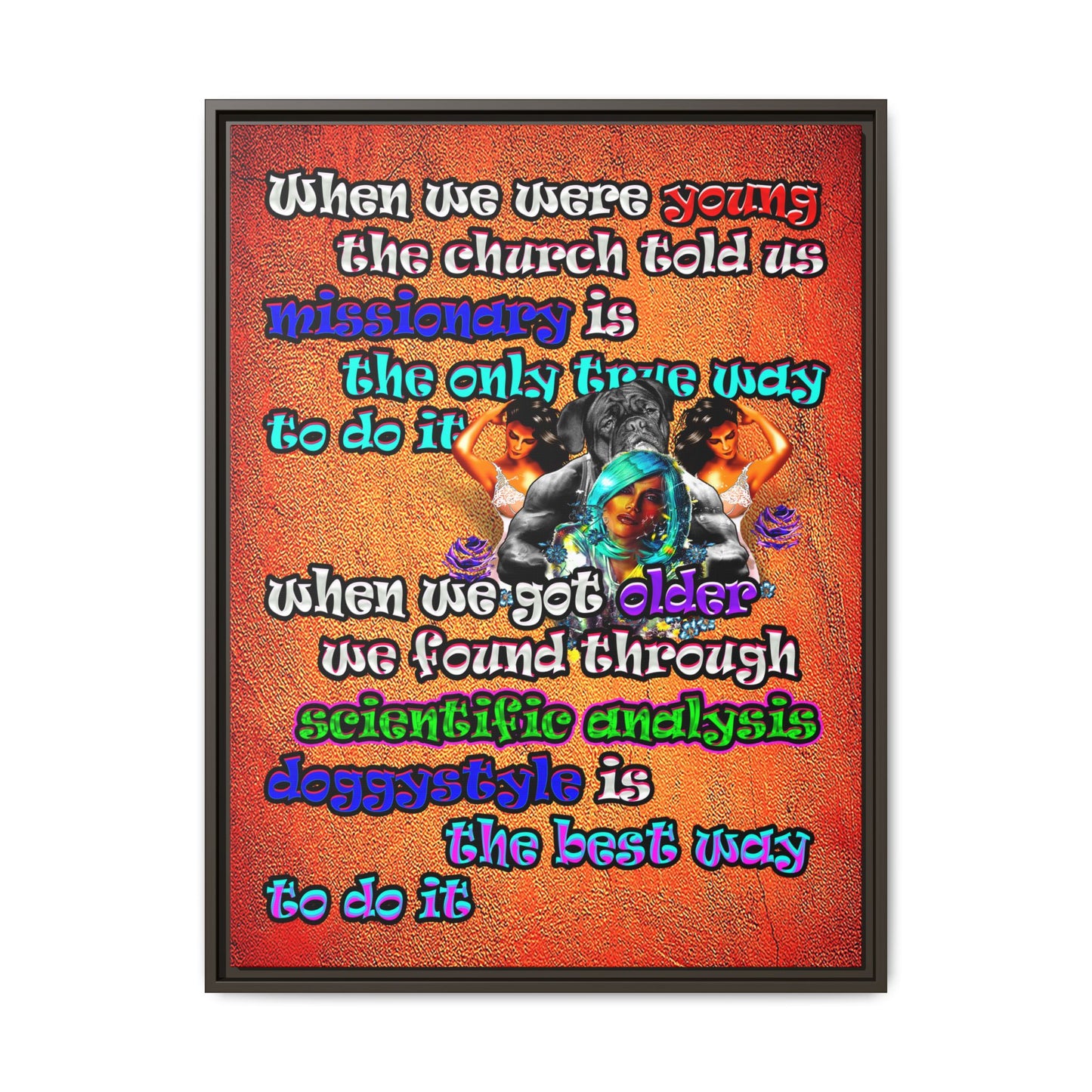 doggystyle - framed canvas art (burnt orange)