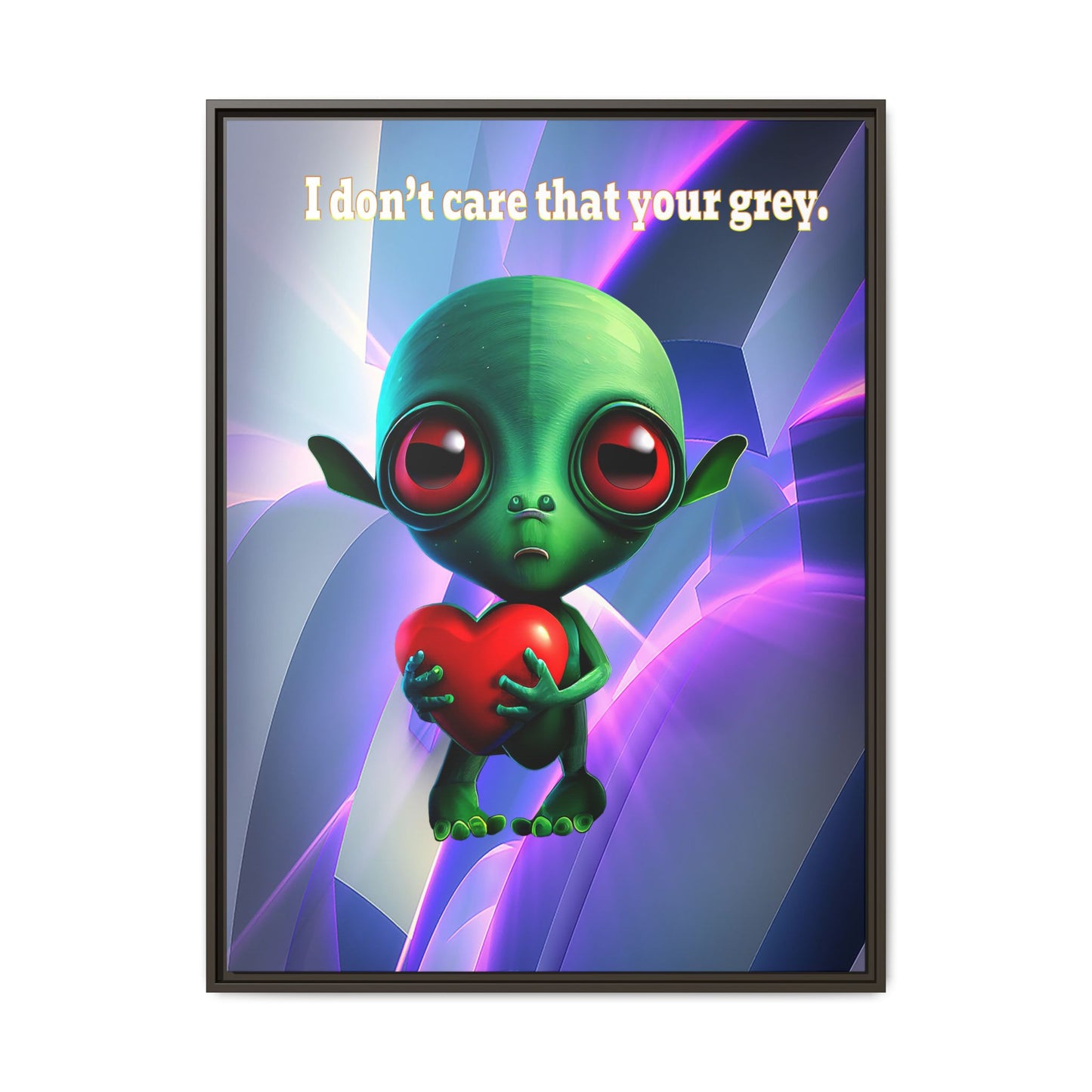 I don't care that your grey - framed canvas art (grey-pink wave)