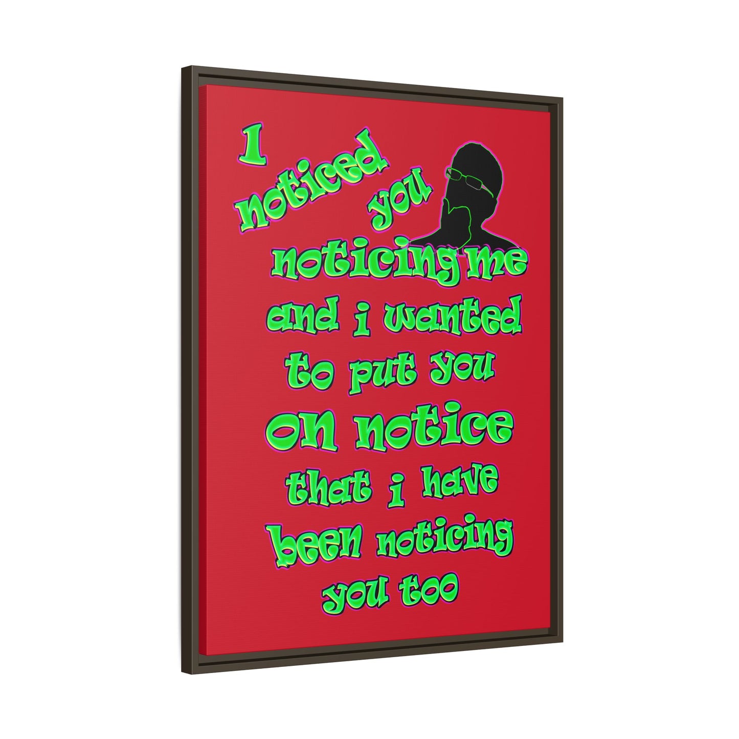 noticed you noticing - framed canvas art (dark red)